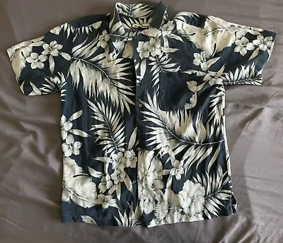 Tommy Bahama Shirt Mens Large Blue Floral Hawaiian Button Up Silk Camp • $18.99