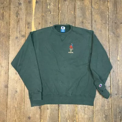 Champion Sweatshirt Atlanta 1996 Heavyweight Vintage Jumper Green Mens Large • £35