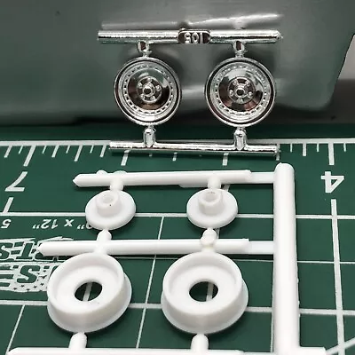 2) Centerline Narrow Drag Race Chrome Wheels W Backs  1:25 AMT LBR Model Parts • $6.90