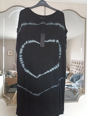 £6.99 • Buy Black Tie Dye Heart Dipped Hem Tunic/Dress **BNWT** One Size