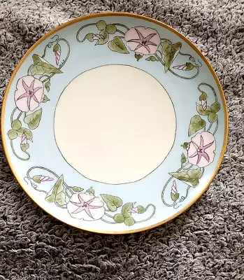 Haviland France Morning Glory 9  Plate Signed M.K.J. Gold Rim Hand Painted • $27