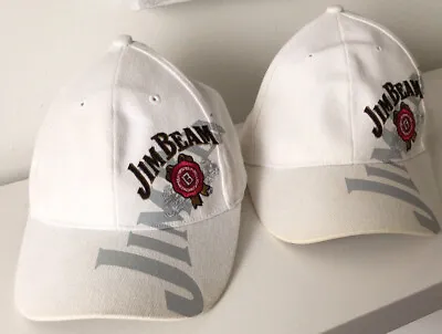 Jim Beam Bourbon 2 X White Flexifit Cap Baseball Hats One Size Fit Free Postage • $39.95