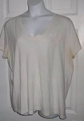 MOSSIMO SUPPLY CO V NECK POCKET Tee WHITE XXL PRO CLEANED SPOTS PIN HOLES • $10.05