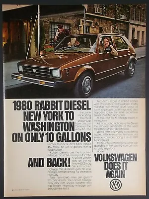 1980 Brown VW Volkswagen Rabbit Diesel Car Photo City Street Vintage Print Ad  • $9.99