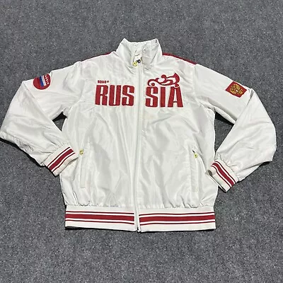 Bosco Russia Jacket Adult Large White Windbreaker Full Zip Olympics * • $48.88