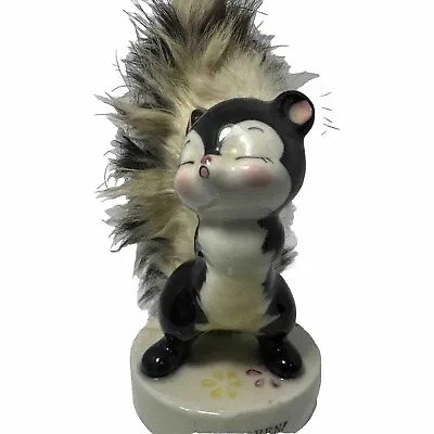 Vintage Ucagco Skunk With Fur Figurine 5” Tall • $20.99