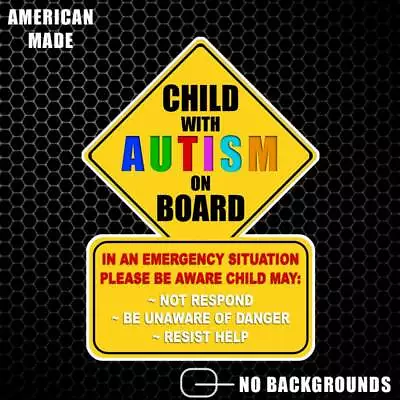 Child With Autism Car Truck Decal Sticker Alert Emergency Responder Awareness • $10.99