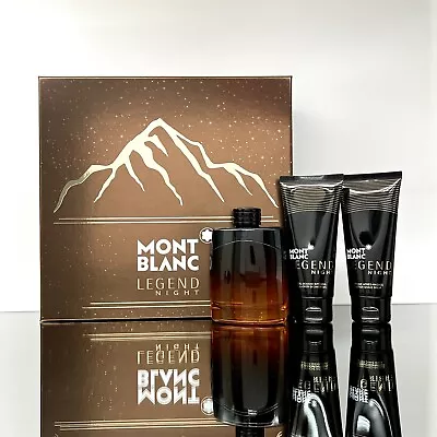 Mont Blanc Legend Night 3pc Men Set 3.3oz EDP +3.3oz A/Shave Balm+3.3oz S/G (A08 • $84.95