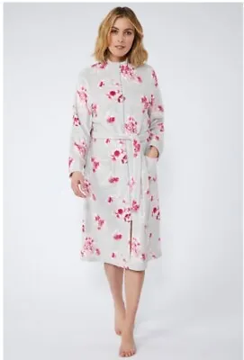 Bon Marche Floral Printed Zip Up Fleece Dressing Gown Size 8/10 New  Rrp £24 • £16.50