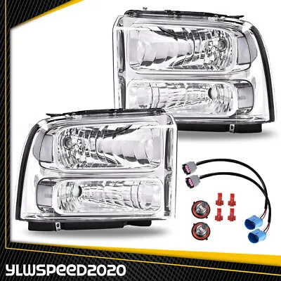 Chrome Excursion Halo DRL Headlights Fit For 1999-2004 Ford F250 F350 Super Duty • $72.88