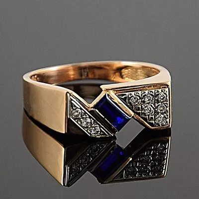 1/2 Ct Lab Created Sapphire Diamond Engagement Ring Men's 14K Yellow Gold Plated • £144.06