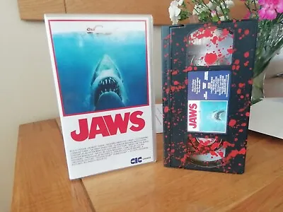  VHS JAWS Custom Video DISPLAY PROP Bloody Splatter Horror  • £3.99