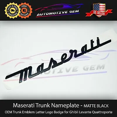 Maserati Trunk Nameplate Emblem Matte Black Letter Logo Badges Ghibli OEM • $39.99