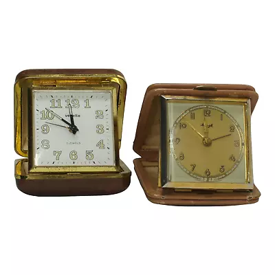 French And German Folding Alarm Clocks Vedette And Kienzle - Set Of 2 • $238