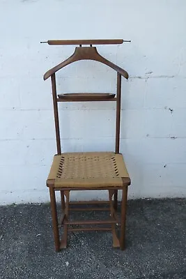 Mid Century Italian Folding Collapsible Valet Butler Chair With Rush Seat 5259 • $472.50