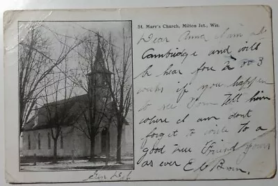 1908 St Mary's Church Milton Junction Wisconsin WI Vintage PC Rock County • $15