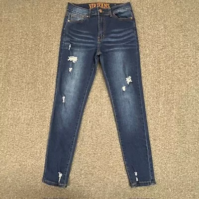 VIP Jeans Womens Size 9/10 (26x28) Distressed Blue Stretch Denim • $10