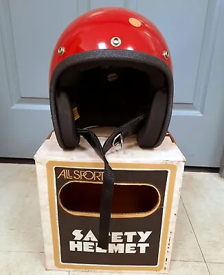 Vintage All Sport Motorcycle Open Face Helmet Red MED 1970s Era NOS Easy Rider • $38.40