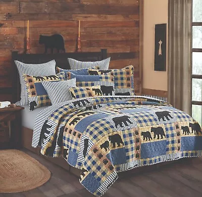 Virah Bella - Black Bear Plaid - Lightweight Reversible Quilt W/ Pillow Sham(s) • $59.99