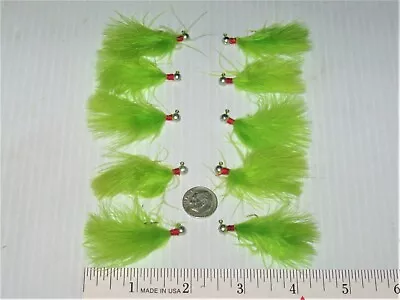 10 Non-lead Hand Tied Marabou Jigs Trout Steelhead Crappie1/32 Yellow Chartreuse • $7.79