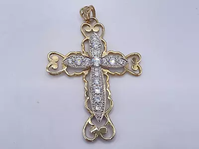 9ct Gold Hallmarked Cubic Zirconia Large Cross Pendant. Goldmine Jewellers • $896.55