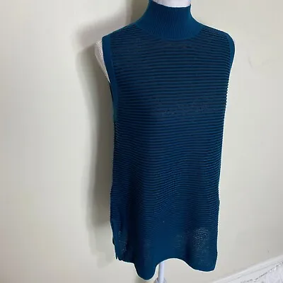 Wynne Layers Sleeveless Knit Turtleneck Striped Blue & Black Size Medium NEW • $16.88