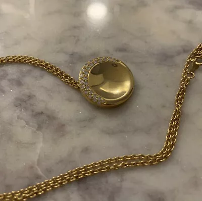 Vintage Movado 18k Gold Diamond Dot Pendant With 18k Gold Chain • $2000