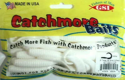 Catchmore 6  Twist Tail Grub (Worm) TWO Packs White For Walleye Bass #6TTG01 • $14.99