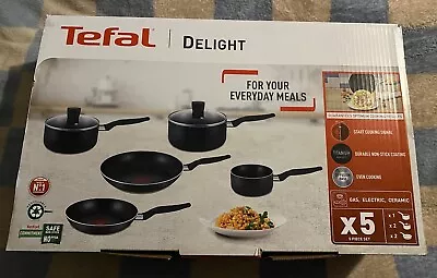 Tefal Delight B020S544 Non-Stick 5 Pcs Frying Pan Saucepan Cookware Set - *BNWT • £45.99