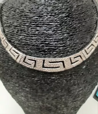  925 Stamped Tested Silver Greek Key Design Necklace Hammered Finish 45cm 26.91g • £9.99