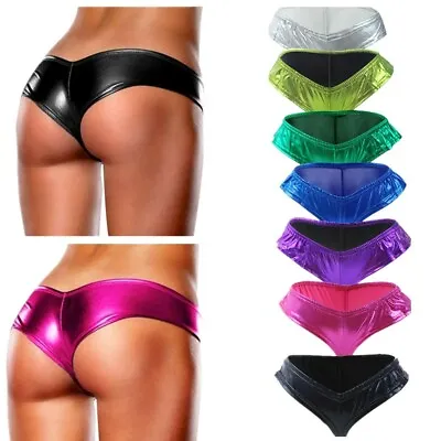 £3.11 • Buy Sexy Women Wet Look Patent Leather Panties Micro Bikini Thong Lingerie Underwear