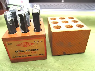 Vtg. Boker 3/16  Steel Number Stamps In Original Wood Container - Machine Cut • $44.50