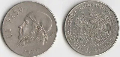 Mexico 1971 México Un Peso José María Morelos Pavon Moneda Coin FREE SHIPPING • $1.61