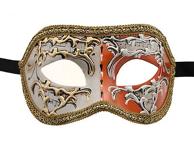 Mask From Venice Colombine Night And Day Orange For Fancy Dress 1339 V74 • $57.74