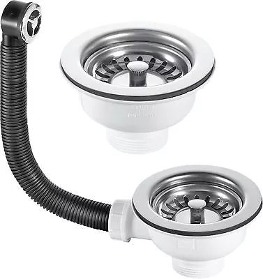 Stainless Steel Kitchen Sink Basket Strainer Waste Kits 60mm Or 90mm UK Quality • £32.88