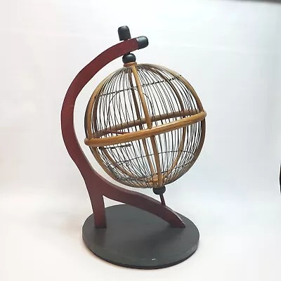 Vtg 19  Spinning Wood Metal Custom  Rounded Globe Style Single Bird Cage W/ Door • $65.09