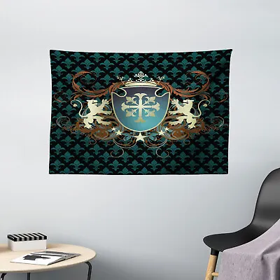 Medieval Tapestry Heraldic Coat Of Arms Print Wall Hanging Decor 60Wx40L Inches • $21.99