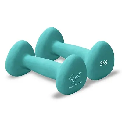 DAVINA McCALL Neoprene Dumbbell Set 2kg Hand Weights For Weight Training Workout • £19