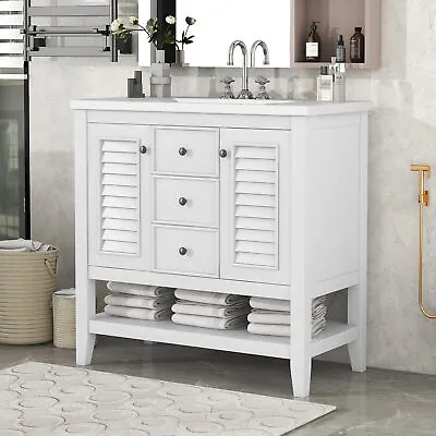 36  Bathroom Vanity W/Sink Freestanding Vanity Storage Cabinet 2 DrawersShelf • $258