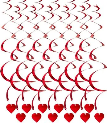 12PCS Heart Hanging Swirls Decorations For Valentine's Day Birthday Anniversary • £8.65