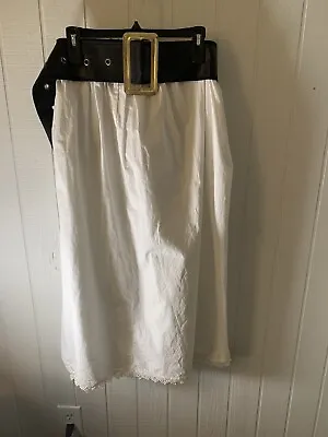 VTG Half Slip Petticoat White Cotton Crochet Lace Maxi Skirt Plus Size 1X- 2X • $36