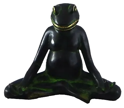 Meditating Frog Statue Antique Style Handmade Brass Yoga Todd Figure Figurine • $47.98