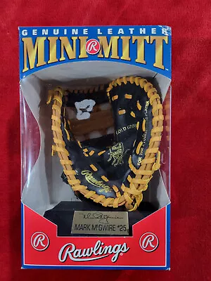 Mark McGwire Rawlings Genuine Leather Mini Mitt In Box With Stand & Card #25 • $15.75