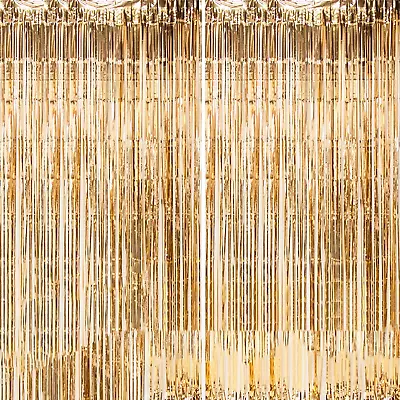 2 Pack Backdrop Curtain 3FT X 8FT Metallic Tinsel Foil Fringe Curtains Photo Bo • $12.88