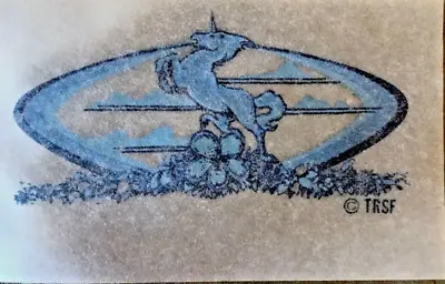 Original Vintage Blue Unicorn Flowers Mini Iron On Transfer • $1