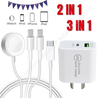 $16.38 • Buy For Apple Watch IWatch 7/6/5/4/3/2/SE IPhone USB C Magnetic Charger Cable Block