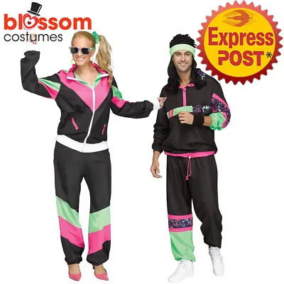 K681 Couple Womens Mens 80s 90s Sweat Tracksuit Costume Shell Suit Retro Outfit • $39.42