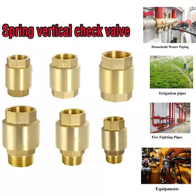 DN15 NPT Vertical Check Valve Brass Spring Loaded Inline 200WOG Water Control • $9.77