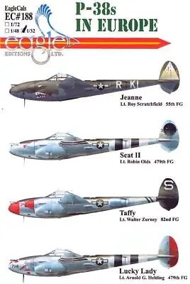 EagleCals Decals 1/32 LOCKHEED P-38 LIGHTNING FIGHTER IN EUROPE • $24.50