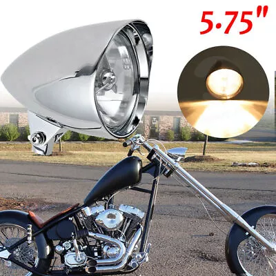 Motorcycle Bullet Tri Bar 5.75  Headlight For Harley Chopper Bobber Dyna Softail • $124.59